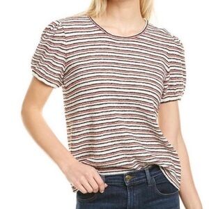 Madewell NWT Knit Striped Puff Short Sleeve Blouse